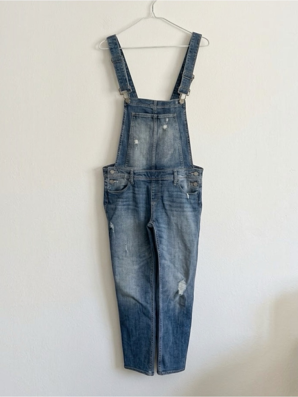 PAIGE Sierra High Rise Distressed Denim Overalls Size 29 Casual Boho Ankle